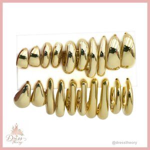 10 Pair Chunky Gold Hoop Earrings Set Hypoallergenic Lightweight Dangle